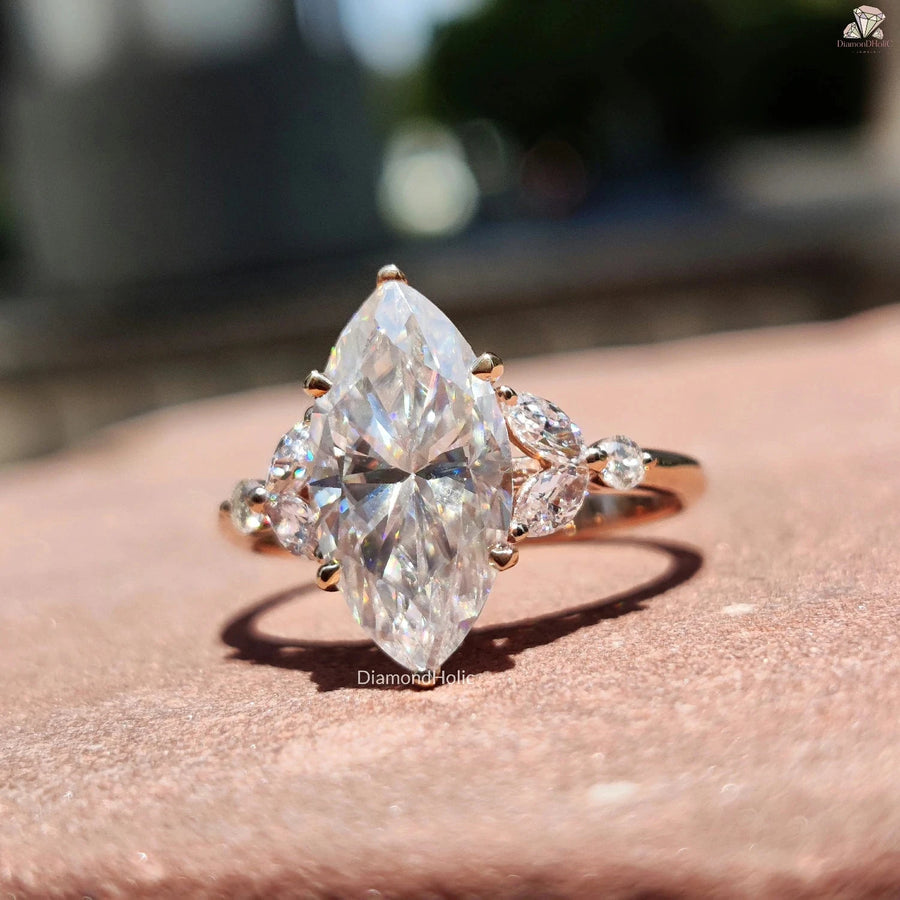 vintage inspired marquise engagement ring