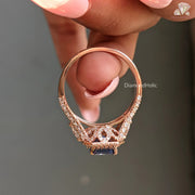 pear & round side stone ring | vintage three stone engagement ring