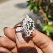 Custom Green Moissanite | Statement Bridal Ring | Gift for Your Queen

