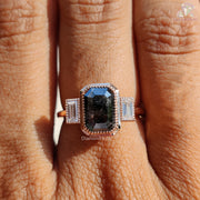 Elegant Three-Stone Ring | Emerald Shape Diamond | Mixed Tones

