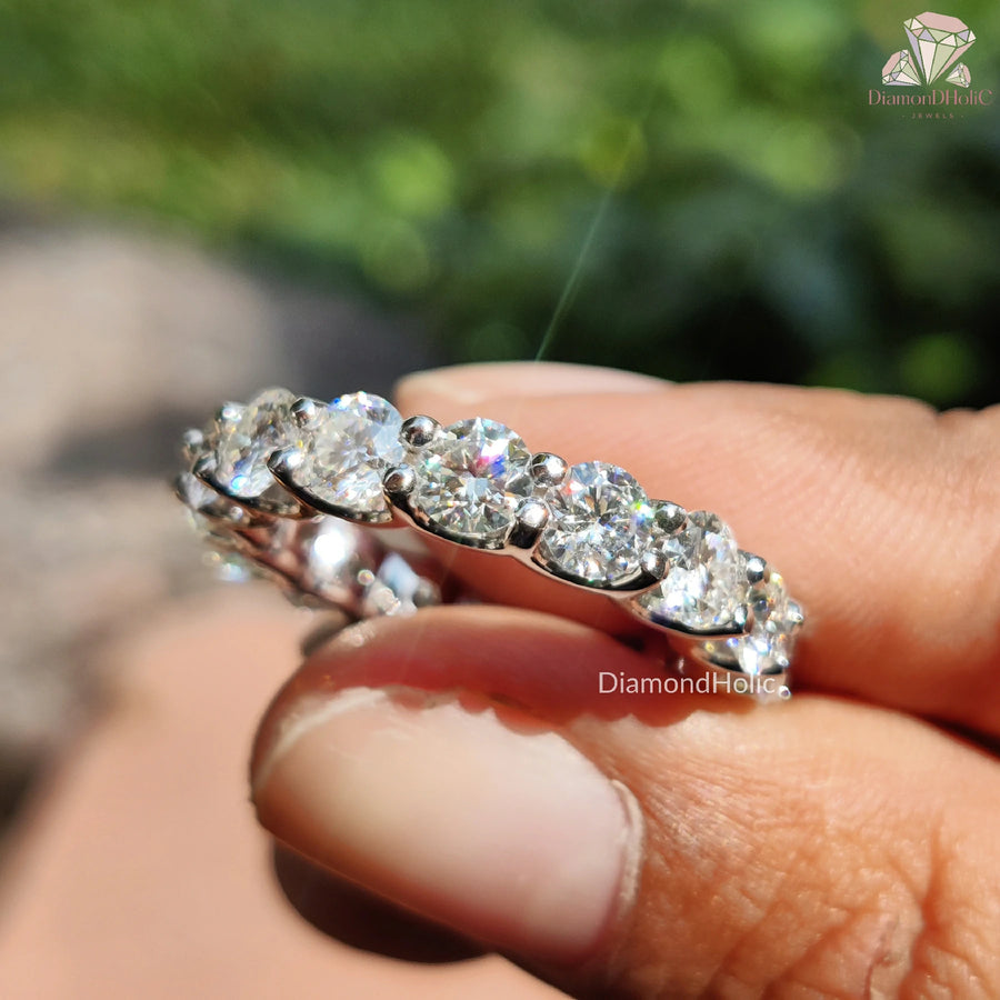 Full Eternity Moissanite | Round Diamond Ring | Elegant Band

