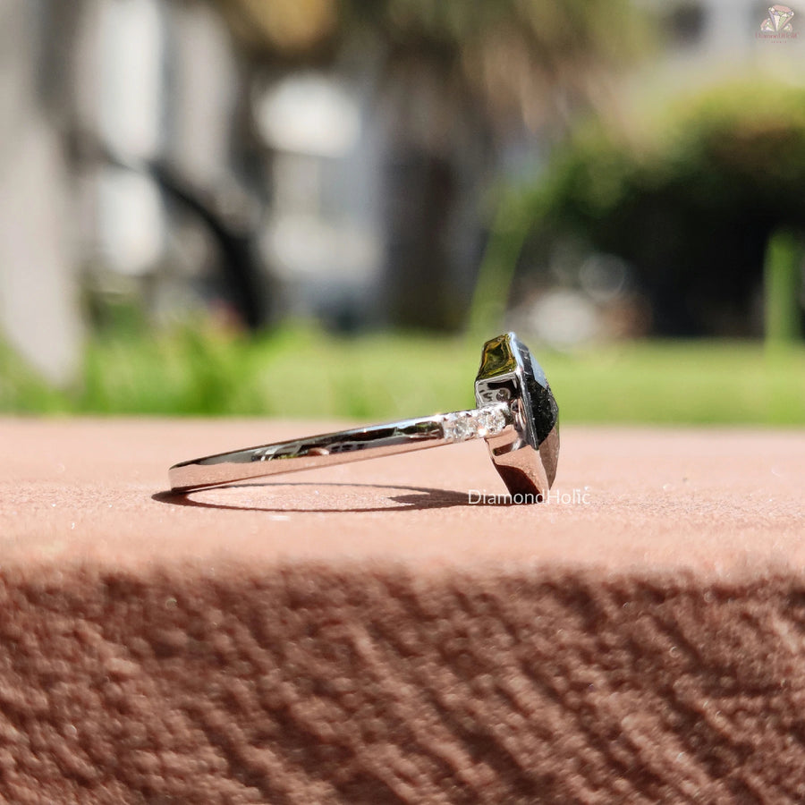Unique Salt & Pepper Design | Classic Bezel Set Diamond Ring | Radiant Hexagon Cut Jewelry